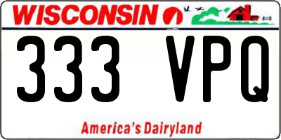 WI license plate 333VPQ