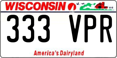 WI license plate 333VPR