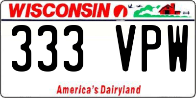 WI license plate 333VPW
