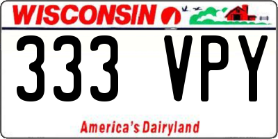 WI license plate 333VPY