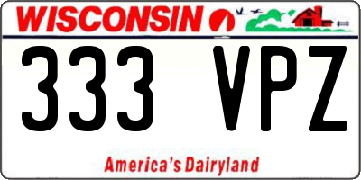 WI license plate 333VPZ