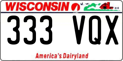 WI license plate 333VQX