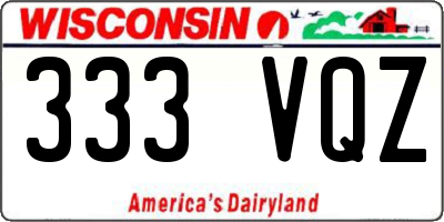 WI license plate 333VQZ