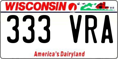 WI license plate 333VRA