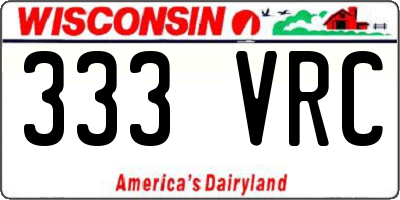 WI license plate 333VRC