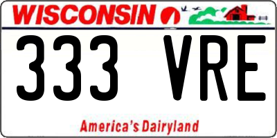 WI license plate 333VRE