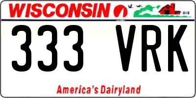 WI license plate 333VRK