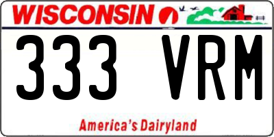 WI license plate 333VRM