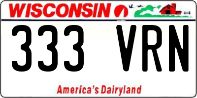 WI license plate 333VRN