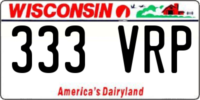 WI license plate 333VRP