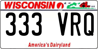 WI license plate 333VRQ