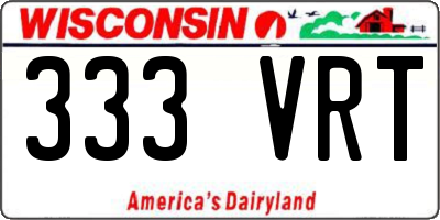 WI license plate 333VRT