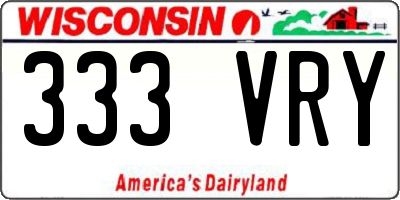 WI license plate 333VRY