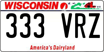WI license plate 333VRZ