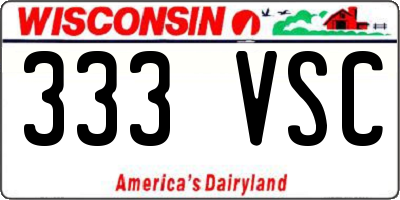 WI license plate 333VSC