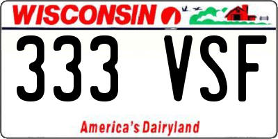 WI license plate 333VSF