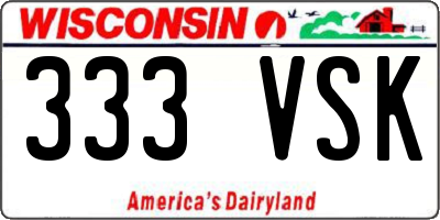 WI license plate 333VSK