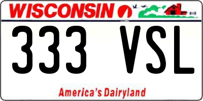 WI license plate 333VSL