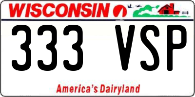 WI license plate 333VSP