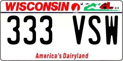 WI license plate 333VSW