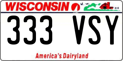 WI license plate 333VSY