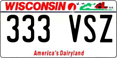 WI license plate 333VSZ