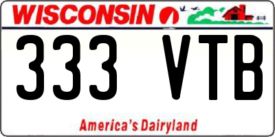 WI license plate 333VTB