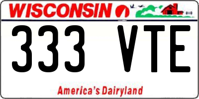 WI license plate 333VTE
