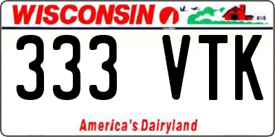 WI license plate 333VTK
