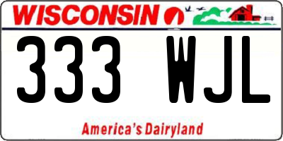 WI license plate 333WJL