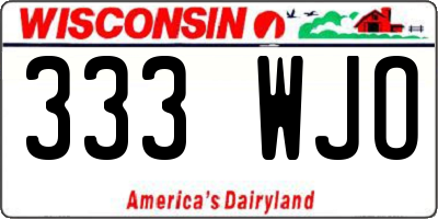 WI license plate 333WJO