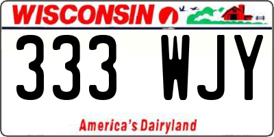 WI license plate 333WJY