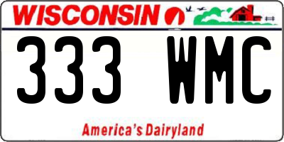 WI license plate 333WMC