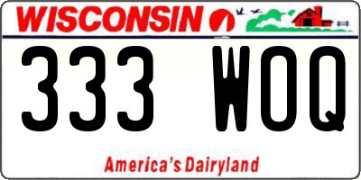 WI license plate 333WOQ
