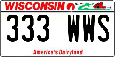 WI license plate 333WWS