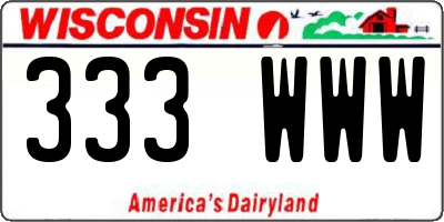 WI license plate 333WWW
