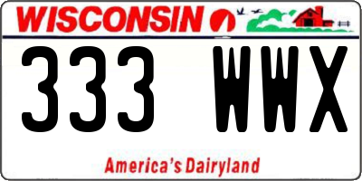 WI license plate 333WWX
