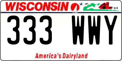 WI license plate 333WWY