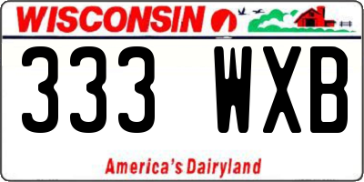 WI license plate 333WXB