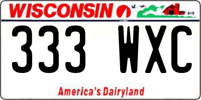 WI license plate 333WXC