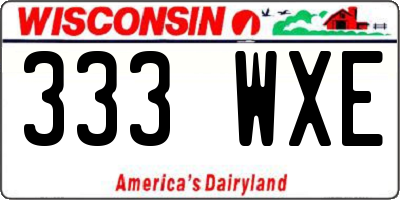 WI license plate 333WXE