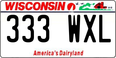 WI license plate 333WXL