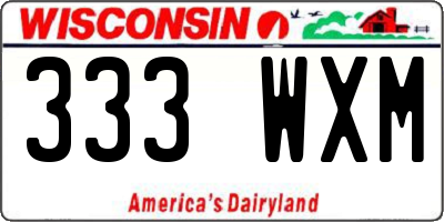 WI license plate 333WXM