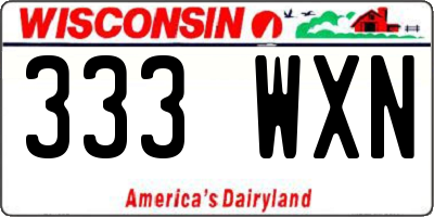 WI license plate 333WXN