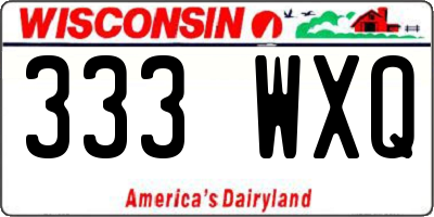 WI license plate 333WXQ