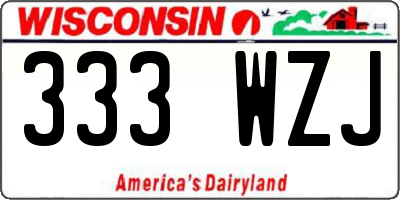 WI license plate 333WZJ