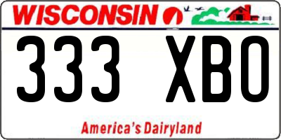 WI license plate 333XBO
