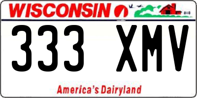 WI license plate 333XMV