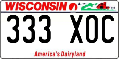 WI license plate 333XOC