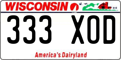 WI license plate 333XOD